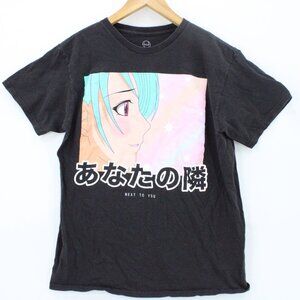 HILLS & VALLEYS Shirt Mens Black Short Sleeve Anime Manga Graphic Next To You M